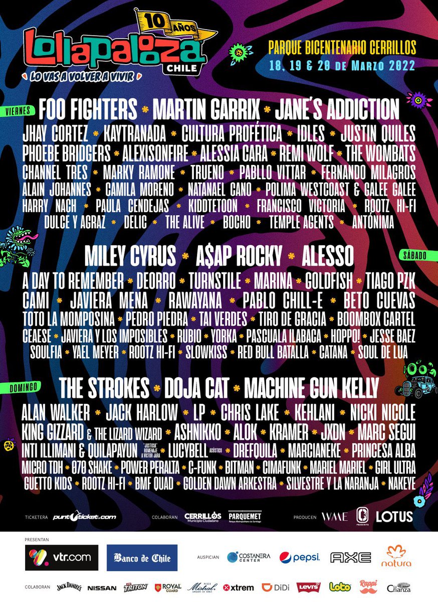 A propósito del cartel de Lollapalooza 2022, que incluye a tremendos artistas como los Foo Fighters, Miley Cyrus, y The Strokes.

¿Irás? ¿Te tinca? ¿Esperabas más? Leemos tus descargos 😎💥

¡La venta de entradas comienza mañana martes! 
#SomosLa10 🎧