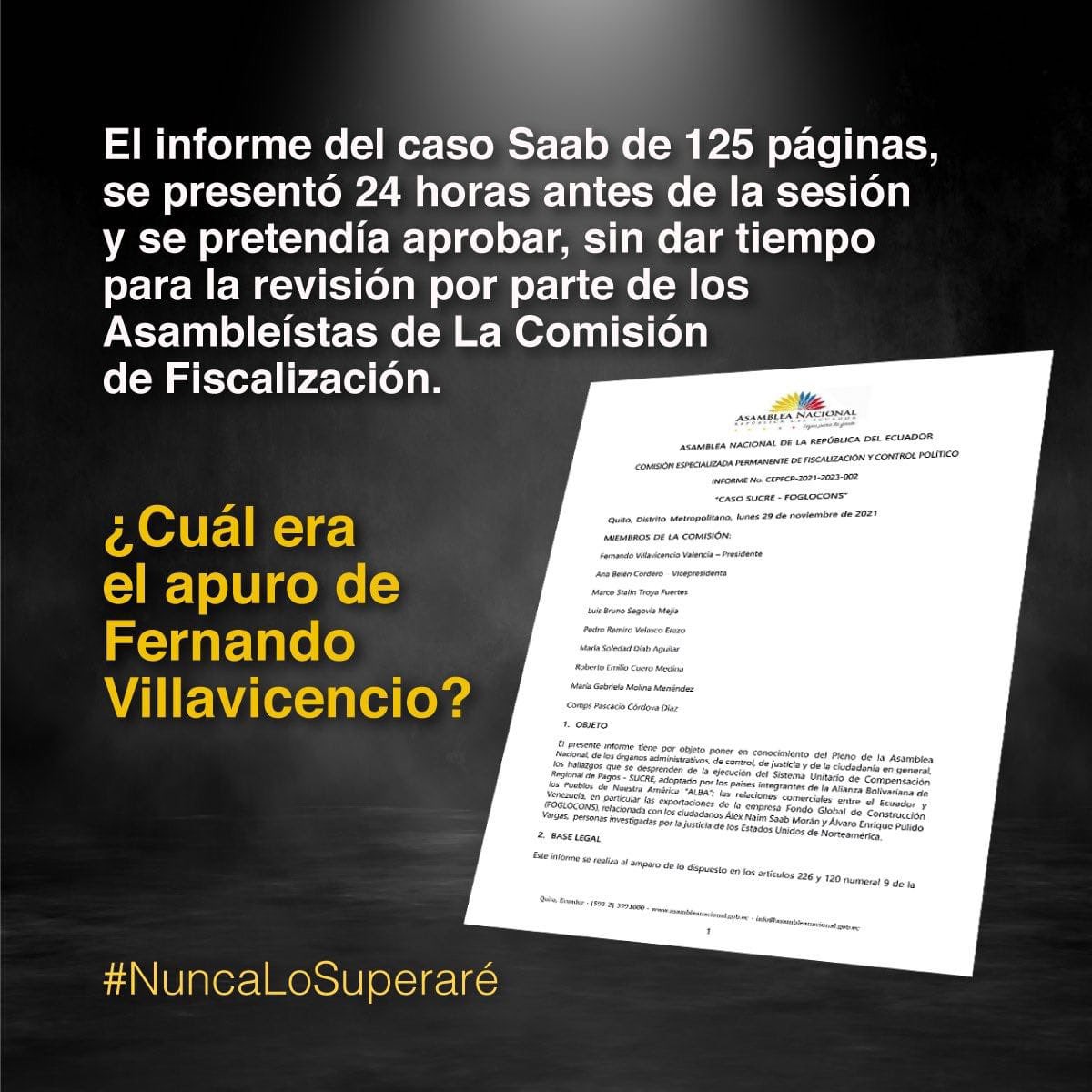 chiguijaecuador's tweet photo. ¿Cuál es el apuro de  @VillaFernando_  y #ABCordero de entregar el informe a la justicia norteamericana ? 
¿Qué trama el q dice no ser agente de la CIA?
#VillavicencioMientes
#NuncaLoSuperaré

#LosCorruptosSiempreFueronEllos https://t.co/zkuVxcH93u