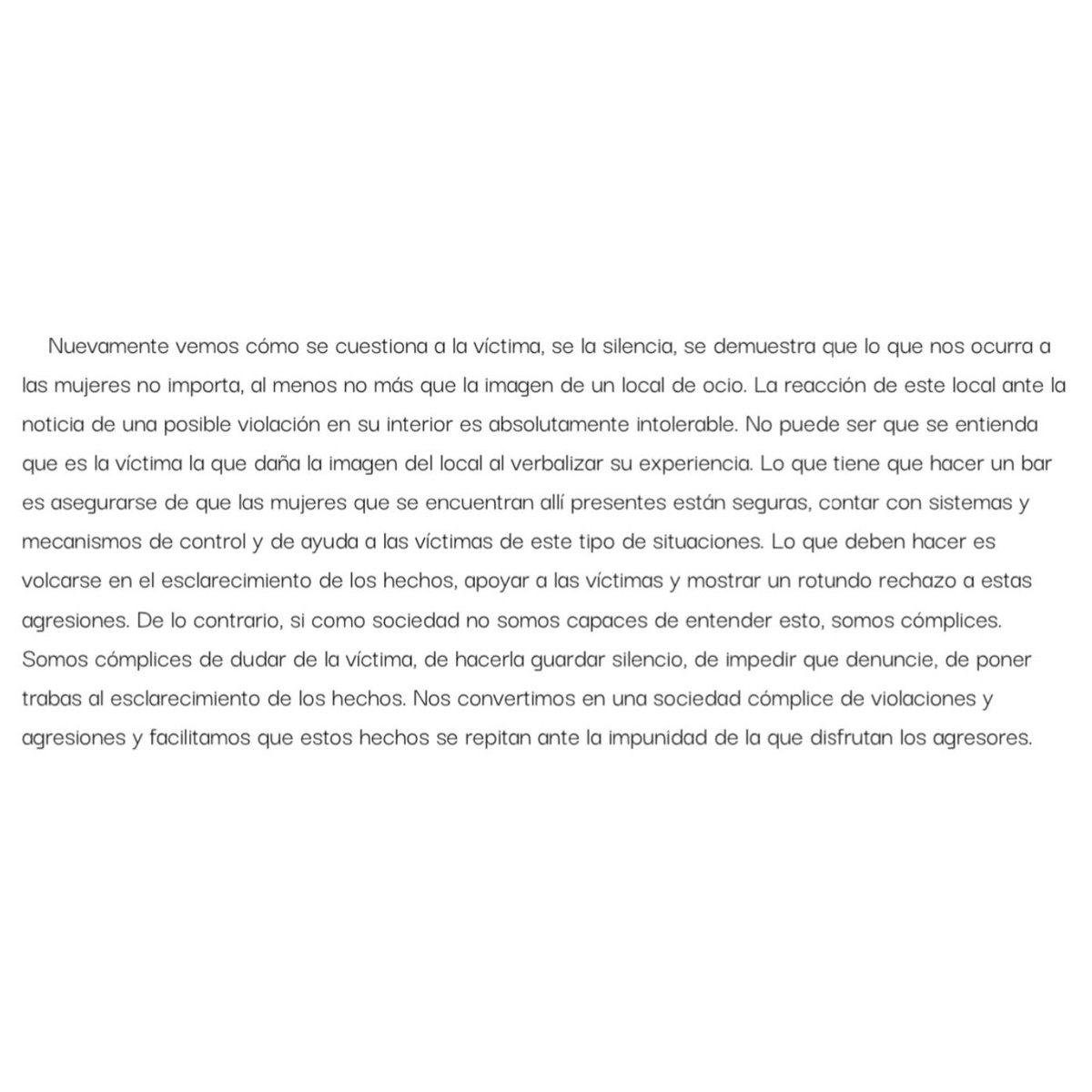 Rapiegas's tweet photo. El ocio nocturno no se libra de las agresiones machistas. Con este comunicado nos hacemos eco de la agresión sexual sufrida por sumisión química en #Gijón. #yositecreo #drugspiking https://t.co/LEdVZ5Kgxv