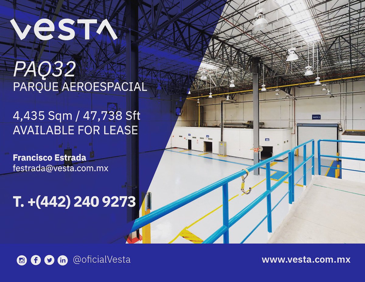 Industrial Building #Vesta #IndustrialRealEstate #ElevatingStandards #RegiónBajío #CommercialRealEstate #AvailableForLease #Queretaro #ParqueAeroespacialQuerétaro