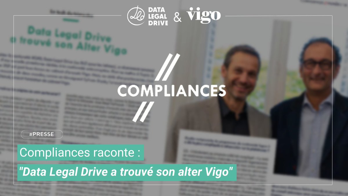 [#DLD dans les média] 🤝 <a href="/DataLegalDrive/">Data Legal Drive - EQS Group</a>  a trouvé son Alter <a href="/vigo_avocats/">Vigo Avocats</a>  🤝💚
Vous êtes impatients et vous souhaitez recevoir notre actualité ? Inscrivez-vous à notre newsletter 👉 urlr.me/tYCxg

#anticorruption #SapinII #compliance #conformité #news #nouveauté