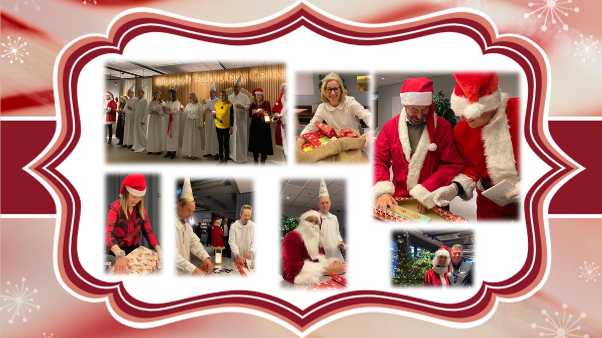 Strålande tider på Microsoft kontoret med skönsjungande Lucia tåg och full aktivitet i tomte verkstán