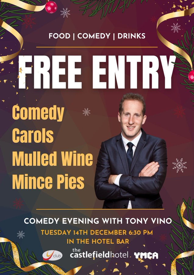 Castlefield Hotel (@thecastlefield) on Twitter photo Join us tomorrow for a festive evening of Carols, Comedy, and more
<a href="/TheCastlefield/">Castlefield Hotel</a>
FREE ENTRY!
Live Comedy act from Tony Vino!
Drinks
Food
and. . . Christmas Carols! Join us tomorrow for a festive evening of Carols, Comedy, and more
<a href="/TheCastlefield/">Castlefield Hotel</a>
FREE ENTRY!
Live Comedy act from Tony Vino!
Drinks
Food
and. . . Christmas Carols!