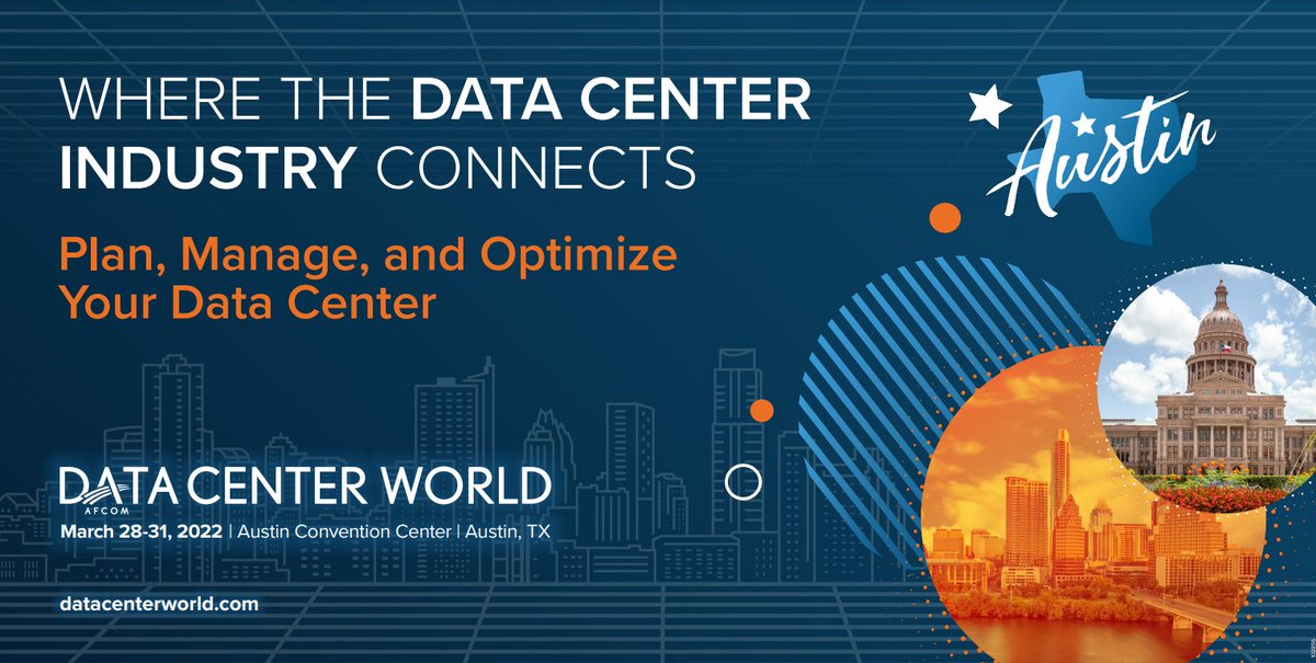 afcom's tweet photo. @DataCenterWorld has released its 2022 schedule! Check out all the amazing sessions they have for you this year in #Austin. We're so excited to see you all again! https://t.co/NJIUynqq2x #DataCenter #DataCenterWorld #AFCOM @datacenter https://t.co/uIAsNgdmIe
