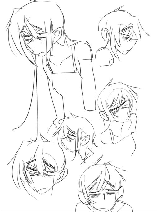 本当はお礼絵とかする予定だったのに寝る前にうちの子の寝起き練習の落書きをして寝ます 