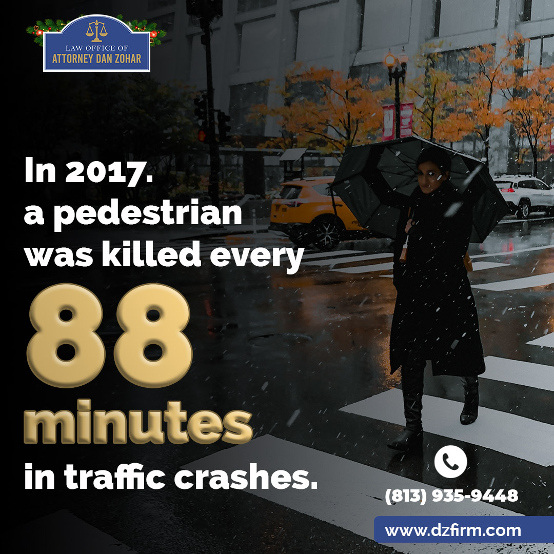 According to The National Highway Traffic Safety Administration (NHTSA), on average, a pedestrian was killed every 88 minutes in traffic crashes in 2017, 6,283 pedestrians were killed in traffic crashes in 2018, and 26% of pedestrian fatalities occur between 6 p.m. and 8:59 p.m.