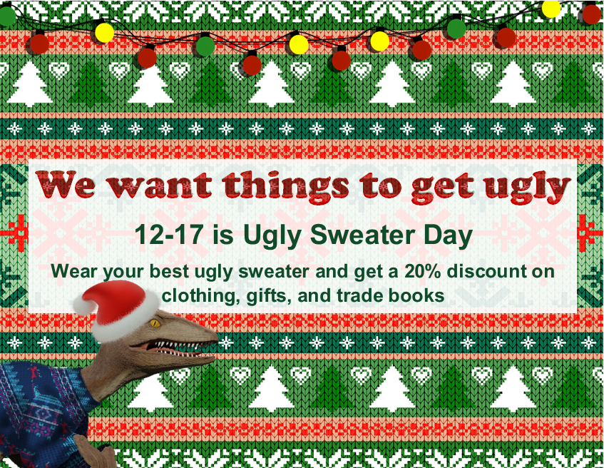 LCCBookstore's tweet photo. Friday is Ugly Sweater day and we want things to get ugly! Visit the bookstore Friday, 12-17 wearing your best holiday eyesores and we’ll give you a 20% discount on clothing, gifts, and trade books. We’ll be sharing pictures of our favorites on our Instagram story
#LCCbookstore https://t.co/WRy7ozJ2bZ