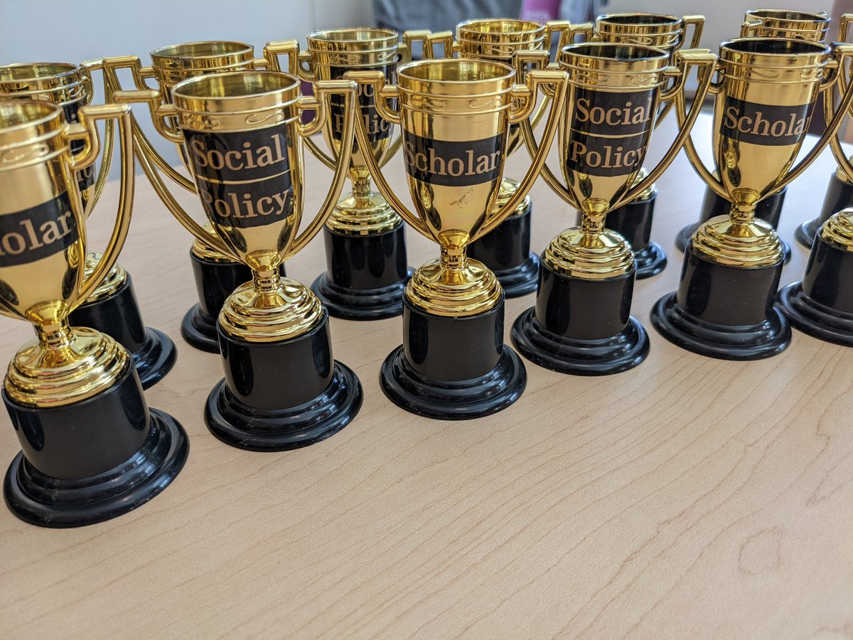 Jcreswellbaez's tweet photo. The Re-So-Pol #RethinkingSocialPolicy awards are ready to go out! Today my policy students will be doing mock social policy testimonies on their selected topics. These social reformers/social policy scholars have earned their miniature trophy. #transitionalobject @UCCSSocialWork https://t.co/mLe9nSEQh0