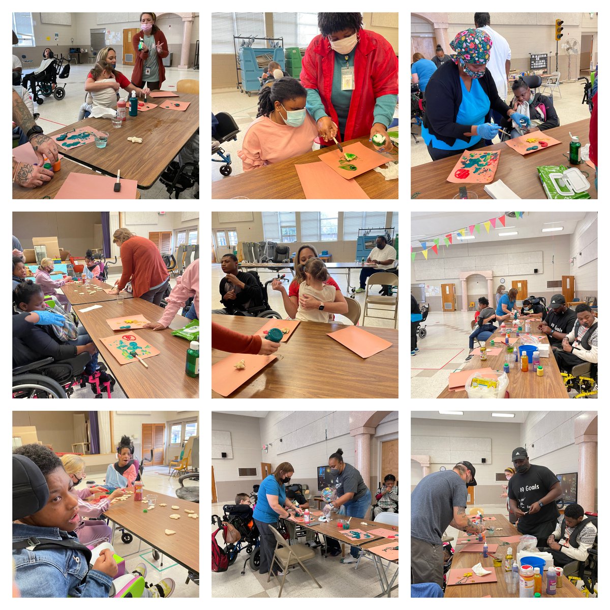 Holiday cheer from Ms. Dianne, leading two Christmas craft activities this past week: homemade ornaments with our staff and students, and custom elves with the help of our Montgomery Catholic volunteers.