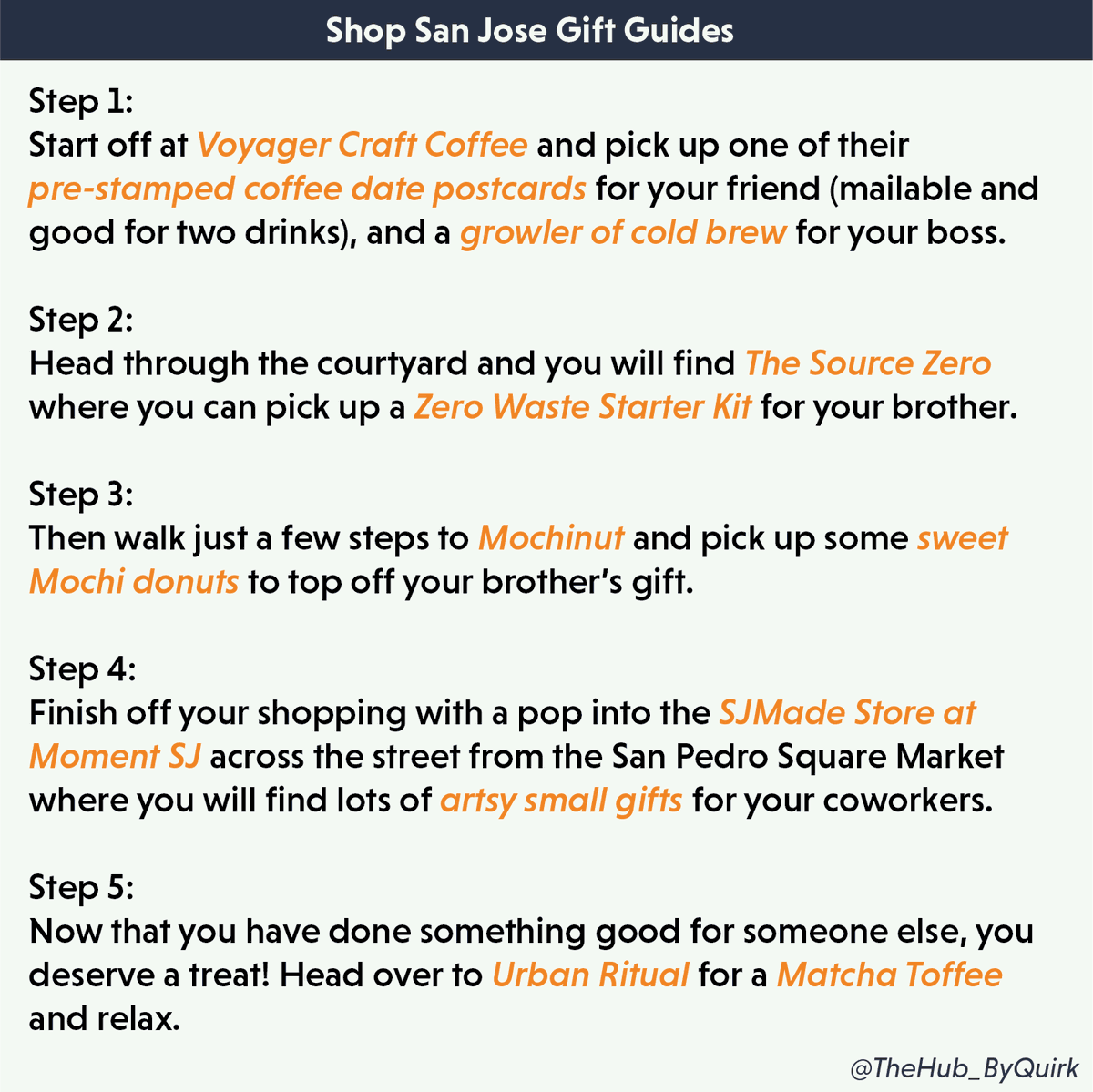 TheHub_ByQuirk's tweet photo. #ShopLocalSJ Gift Guide #5 is here!  You'll have to pop down to San Pedro Square to check this one out.

Our next gift guide will be heading over to East San Jose! Who are you shopping for next? 

#SanJose  #supportlocalbusiness @sliccardo @CMRaulPeralez @SupCindyChavez https://t.co/csDATfXMNR