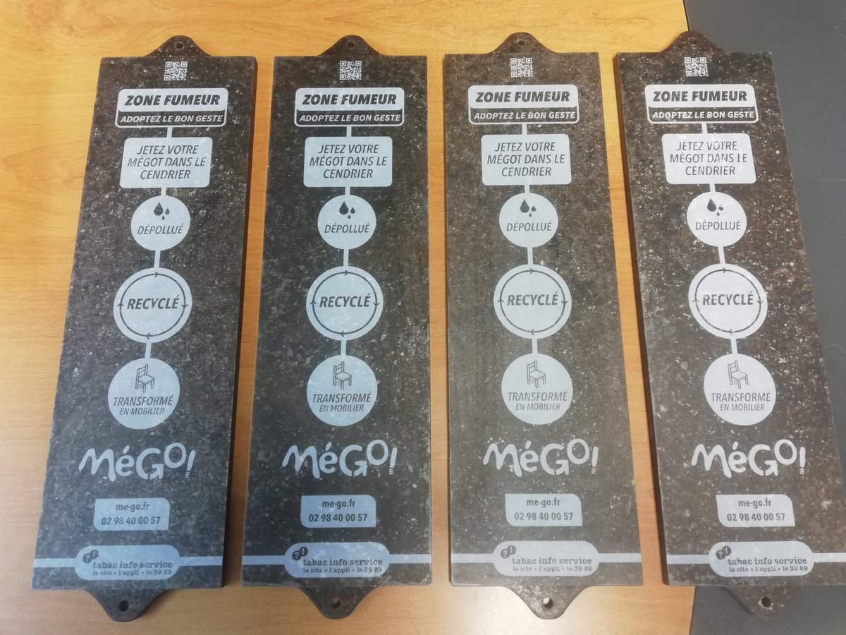 mego_recyclage's tweet photo. Découvrez des panneau de sensibilisation en mégots recyclés. Plaques à positionner à l'entrée ou proximité des cendriers. 
N'hésitez pas à nous contacter. https://t.co/VmJ8ihlAnC