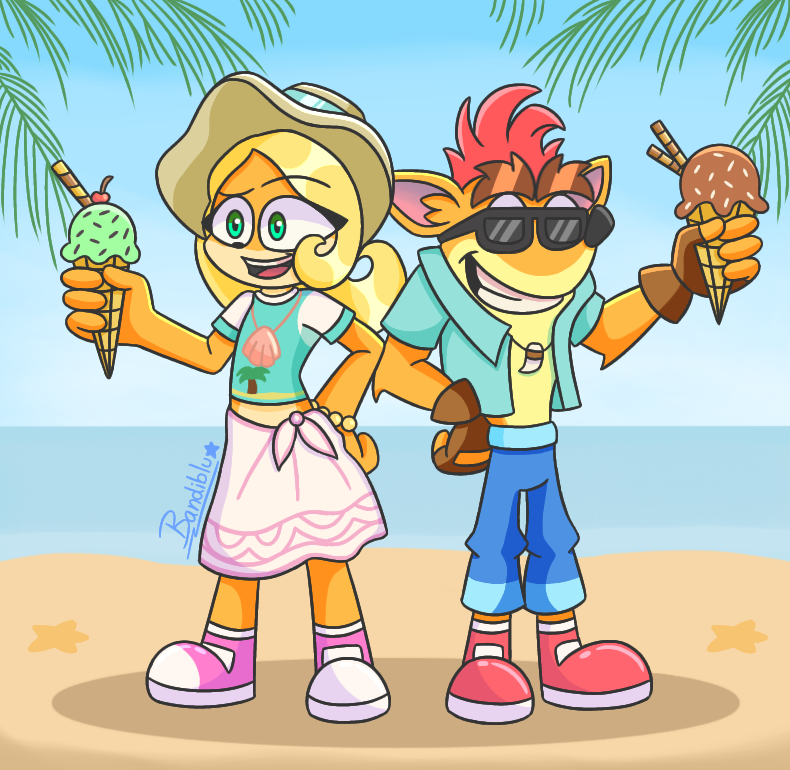 Crash and Coco enjoying the beach 🌴😎🍦
#CrashBandicootFanart 
#CrashBandicoot
#CocoBandicoot