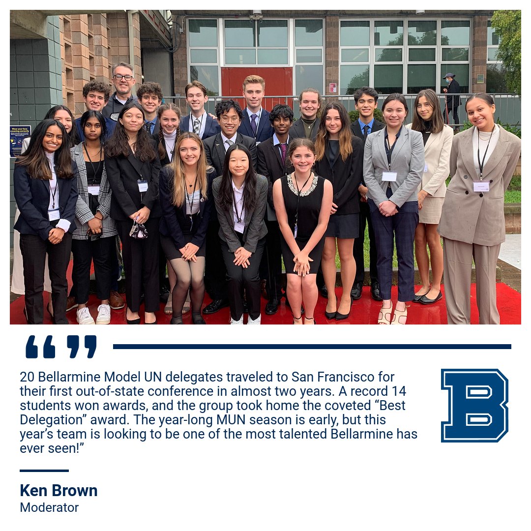 Congratulations to Model UN and their moderators. Way to represent the Belllarmine community!! #GoLions