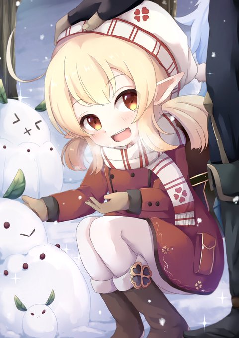 #原神
#klee 
#Kaeya 
雪が降ってきたのでお迎え 