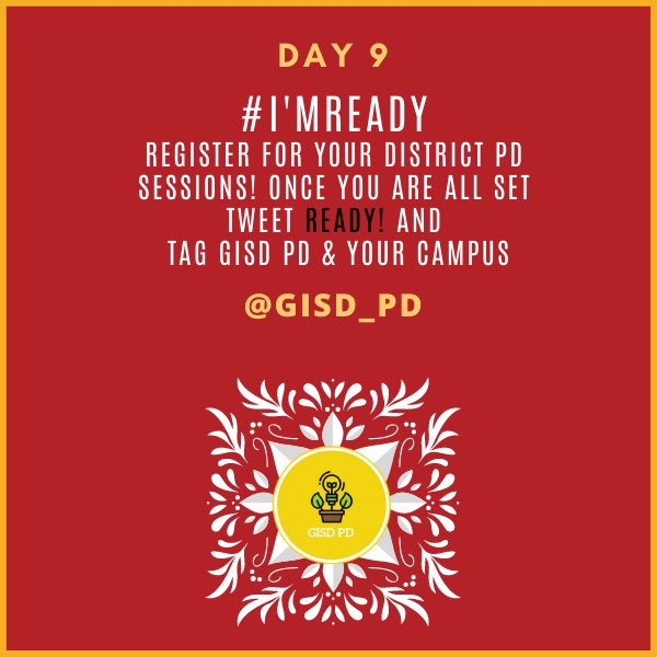 GISD Professional Learning (@gisd_pd) on Twitter photo Day 9 Quest! Register for your 1/7/21 PD! <a href="/GISDTLD/">Teaching & Learning Development</a> <a href="/gisdnews/">Garland ISD</a> #GISDpd #ItsThePDforMe Day 9 Quest! Register for your 1/7/21 PD! <a href="/GISDTLD/">Teaching & Learning Development</a> <a href="/gisdnews/">Garland ISD</a> #GISDpd #ItsThePDforMe