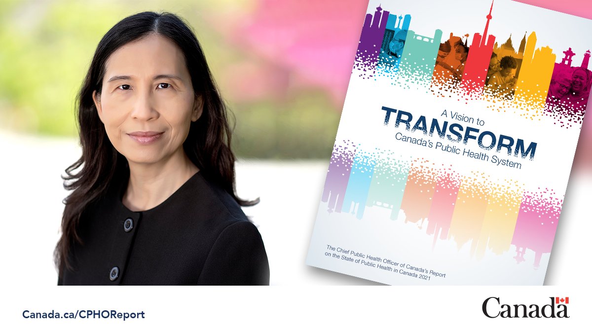 CPHO_Canada's tweet photo. 1/4 A strong public health system works to help all people achieve better health. My #CPHOReport2021, A Vision to Transform Canada’s Public Health System, provides a blueprint to strengthen our system.
https://t.co/WXAElMMMgD https://t.co/dgsc3KpybN
