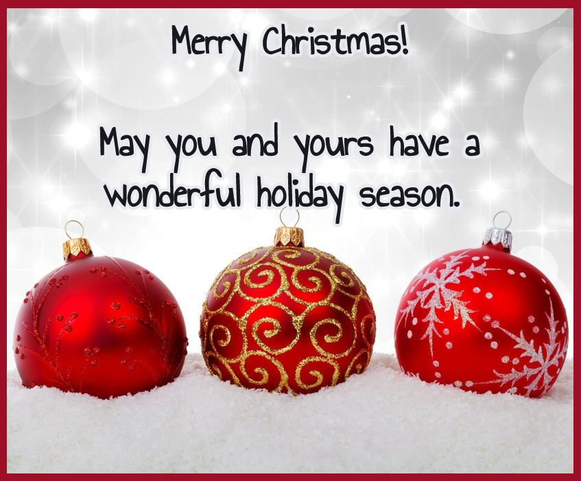 From our place to yours, we wish you a very Merry Christmas!