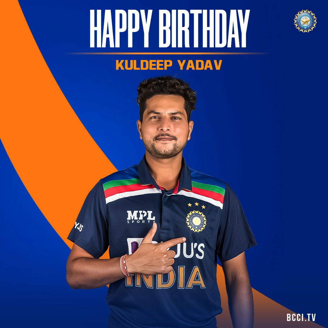 BCCI's tweet photo. 95 international matches 👍
174 international wickets 👌
Only #TeamIndia bowler to take multiple hat-tricks in international cricket 👏

Here's wishing @imkuldeep18 a very happy birthday. 🎂 👏 https://t.co/3jLGBKAXkK