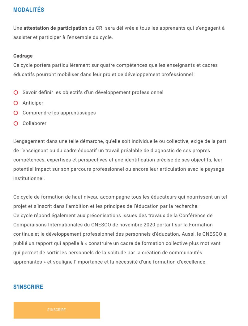 📢Cycle certifiant de développement professionnel pour enseignants et cadres
📅19/01
Régis Malet <a href="/InstUnivFr/">Institut universitaire de France (IUF)</a> <a href="/univbordeaux/">Université de Bordeaux</a>
📅02/02
@emcarosin <a href="/INAS_UMONS/">INAS</a>
📅09/03
<a href="/AliceLatimier/">alice latimier</a> <a href="/CogXtravail/">Cog'X</a>
📅23/03
Jean-Marie de Ketele @UCLouvain_be 
Info et inscriptions⬇️
les-savanturiers.cri-paris.org/savanturiers-l…