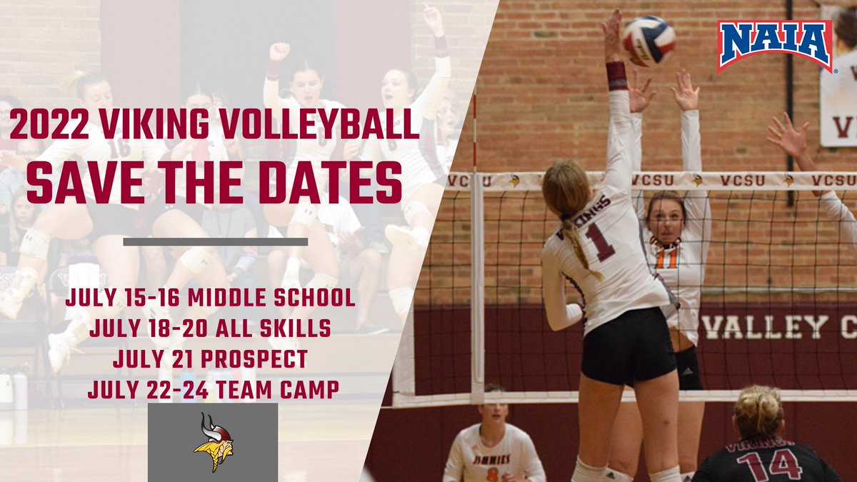 VolleyballVCSU's tweet photo. 📢📢📢 SAVE THE DATES
🏐🏐🏐 SUMMER 2022 CAMPS https://t.co/zPreYodfvI