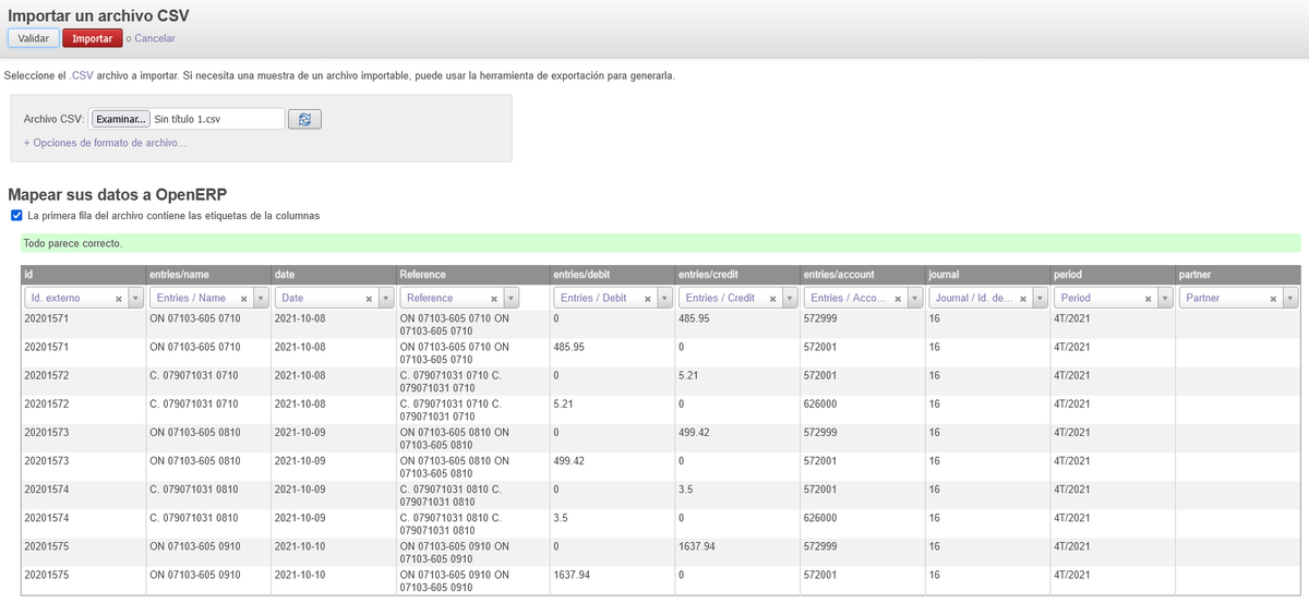 audit2me's tweet photo. Estoy importando movimientos bancarios desde Excel / CSV a Odoo y, lo mejor de todo, incluyendo cobros y pagos identificando al tercero de manera que posteriormente la conciliación es automática. https://t.co/I8wB8B2t86