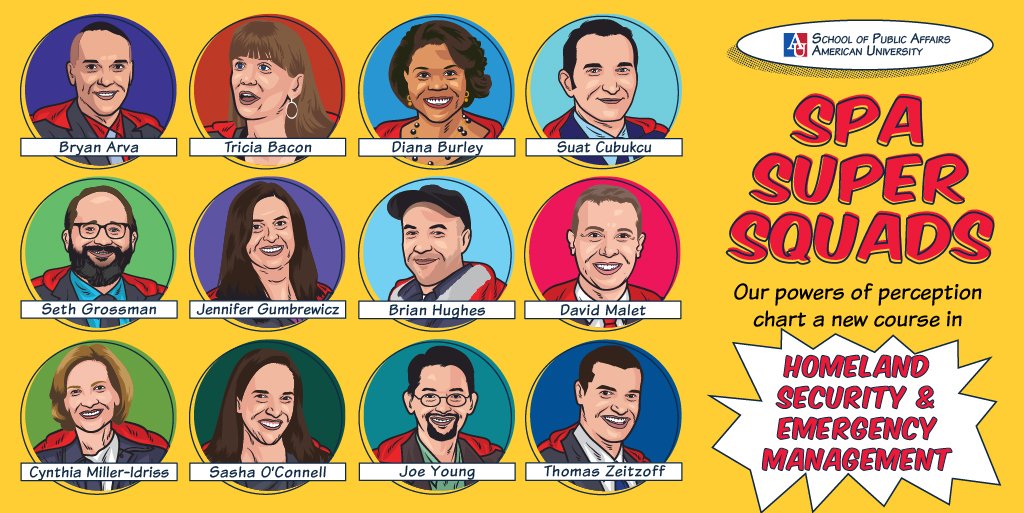 Our Homeland Security &amp; Emergency Management Super Squad utilizes powers of perception to chart a new course in ensuring safety and managing, mitigating, &amp; preventing security challenges. #OurProfsWearCapes