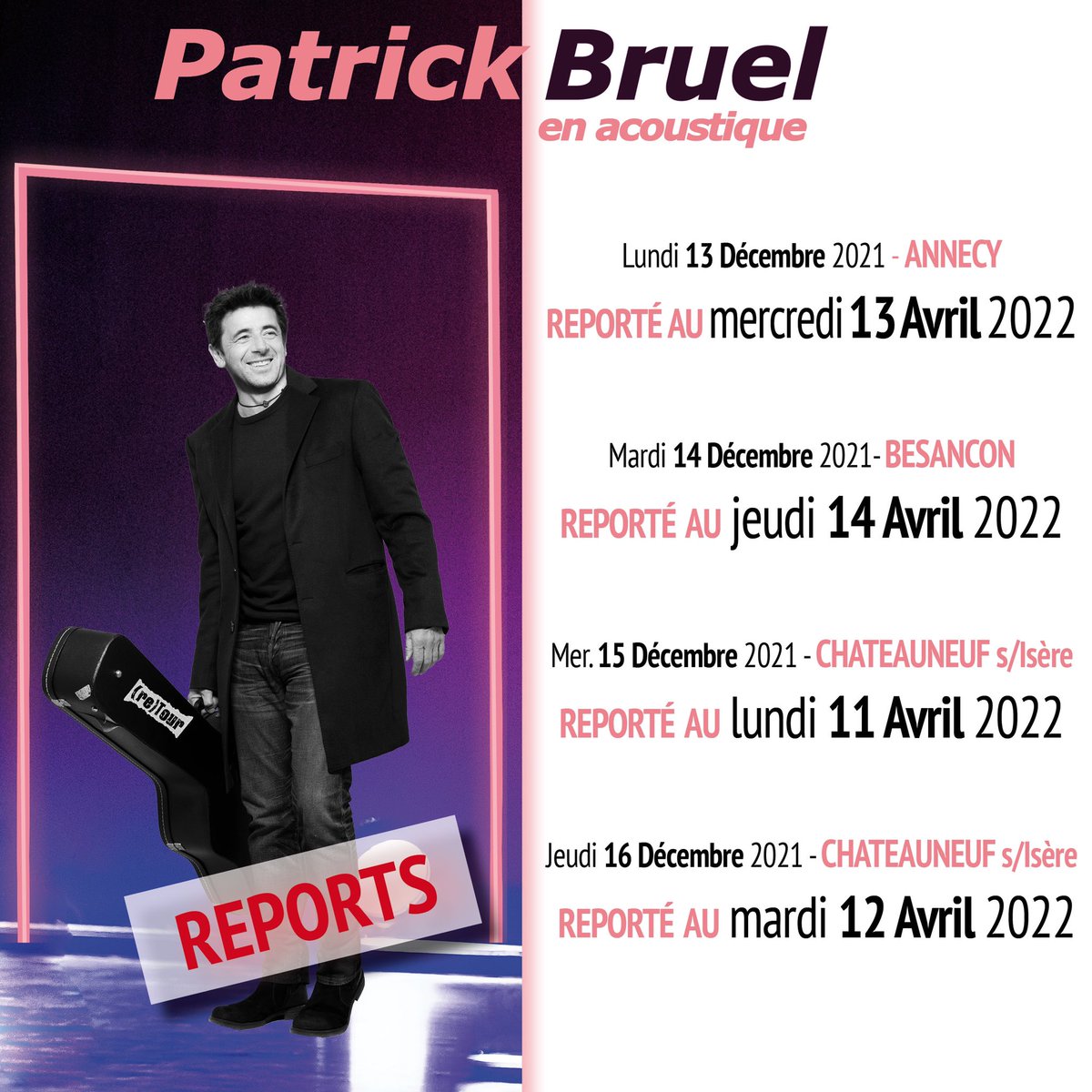 PatrickBruel's tweet photo. Bonjour,
Vous êtes nombreux et c’est bien légitime à nous interroger sur ces reports, totalement indépendants de notre volonté. https://t.co/TyKQJNEeCN