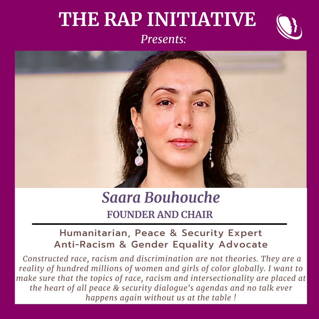 WCAPSnet's tweet photo. @Sabou_SI is the Founder &amp; Chair of the RAP Initiative. She is a fierce anti-racism &amp; gender equality advocate and a multifaceted expert in social justice, peace, security &amp; int'l aid. She's the Humanitarian Policy Advisor on Armed Conflicts at @Concern &amp;  @WCAPSinFrance Director https://t.co/uQzxH4sGSt