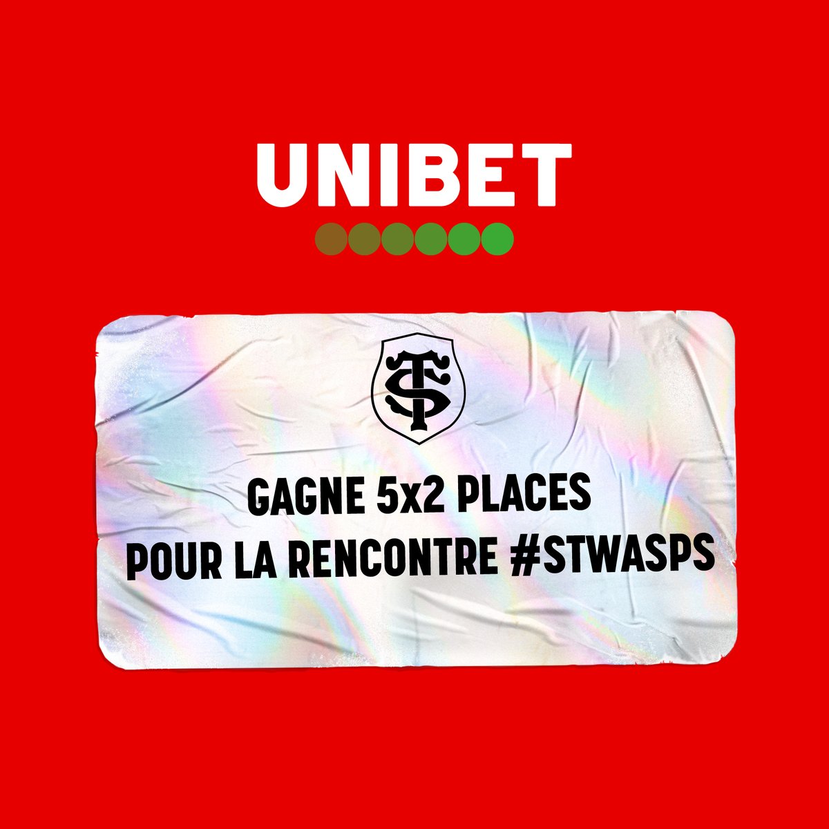 StadeToulousain's tweet image. 𝐓𝐨𝐮𝐥𝐨𝐮𝐬𝐞 🆚 𝐖𝐚𝐬𝐩𝐬 à portée de clics ! 🏟️

Bien qu&apos;à guichets fermés, Unibet vous fait gagner 5*2 places pour #STWASPS, dimanche 19/12 ! 🍀

- 𝐑𝐓 🔁
- 𝐅𝐨𝐥𝐥𝐨𝐰 @UnibetFrance 👈

🗣️ Les gagnants seront annoncés ce mardi, à 18h