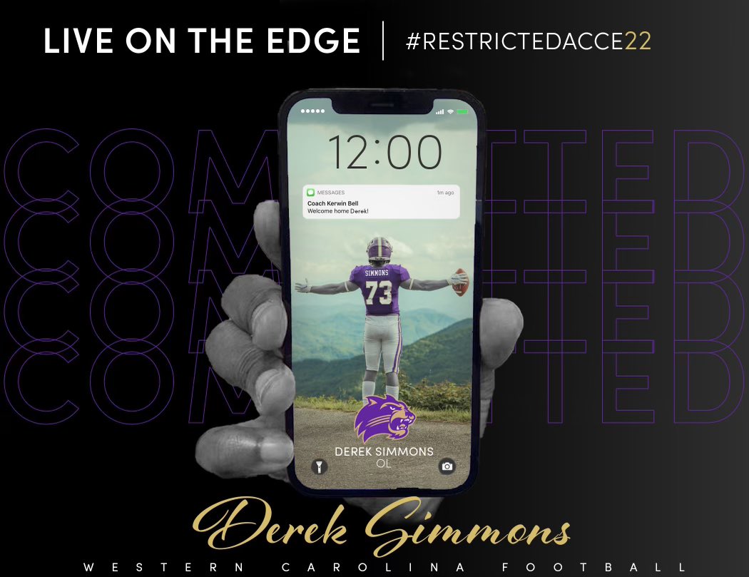 DerekSimmons66's tweet image. Let’s get to work!! Committed 🟪⬜️ @CatamountsFB @Kb1Raw @CoachKerwinBell @Jcoop50  
#WesternTough #Bethebest