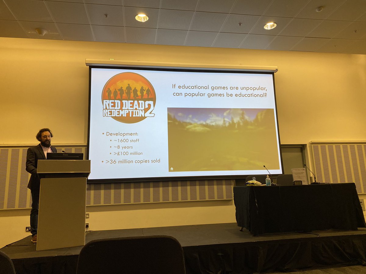 Watts_SH's tweet photo. Wow! Who knew I would be SO engaged with a talk on a video game? “How video gamers learn natural history from Red Dead Redemption” @NedJCrowley. Loved the #interdisciplinary presentations in the #Nature &amp; #Humans session this afternoon! #EAB2021 @BritishEcolSoc https://t.co/qq9nOS28RW