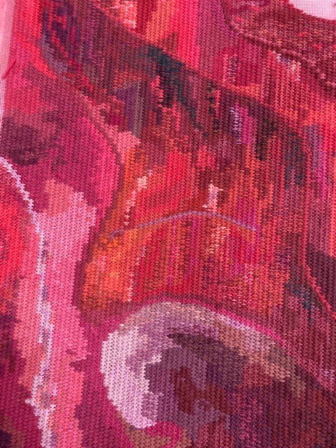 sophiehackerart's tweet photo. Wow! Look at these amazing details from the work of the Cathedral Broderers - bringing to life my designs for the kneelers @WinCathedral #epiphanychapel #art #needlework #longstitch #design #collaborativework #creativity https://t.co/luj7BdWuDL