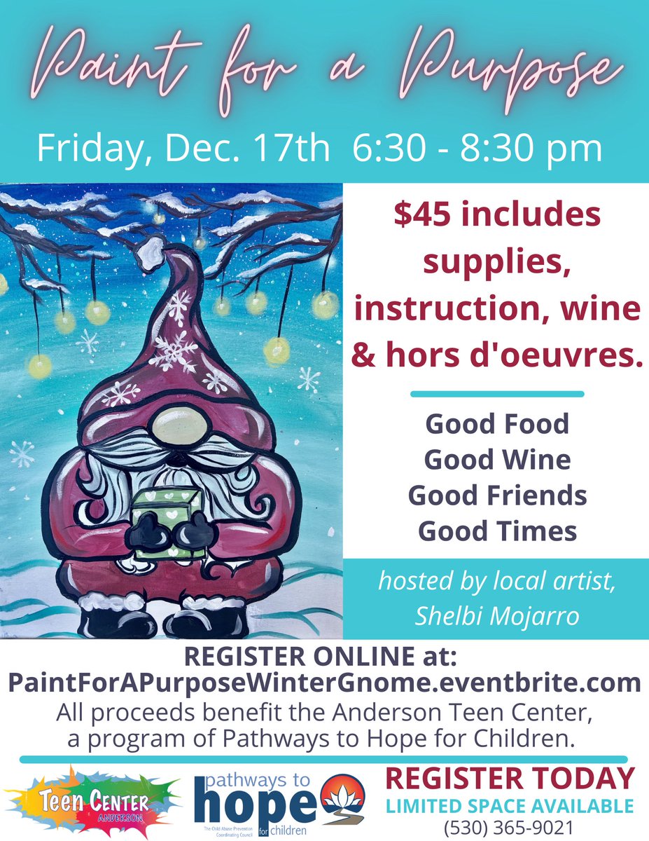 Pathways4Hope's tweet image. Sign up Today for our Winter Gnome Paint Night this Friday! - *|eventbrite.com/e/paint-for-a-…|*