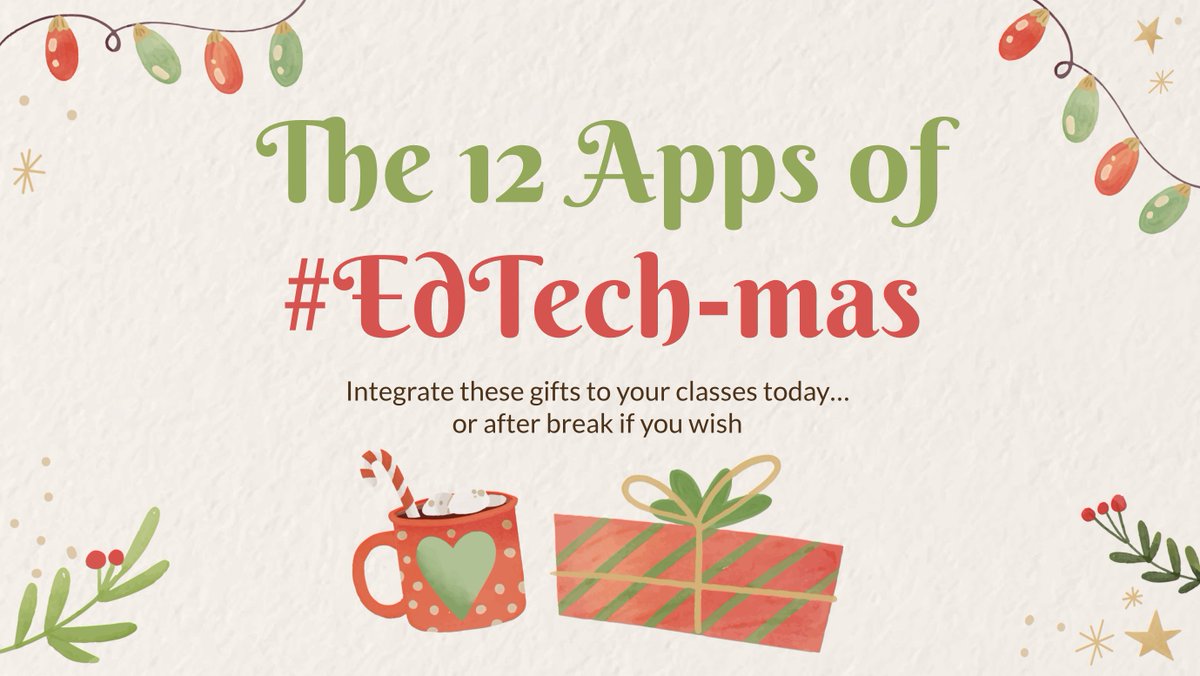 ecmecc's tweet photo. The number 12 is a big deal for the holidays, so why not apply it everywhere? This week (and one next week), join #ecmecc 's @JeremyMikla as he shares out 2 EdTech apps in 5 minutes. Today's features @TobyForTabs & @edpuzzle 's screen recording #EdTechmas https://t.co/nIEfY7C7SV https://t.co/rTy6YNKN1R