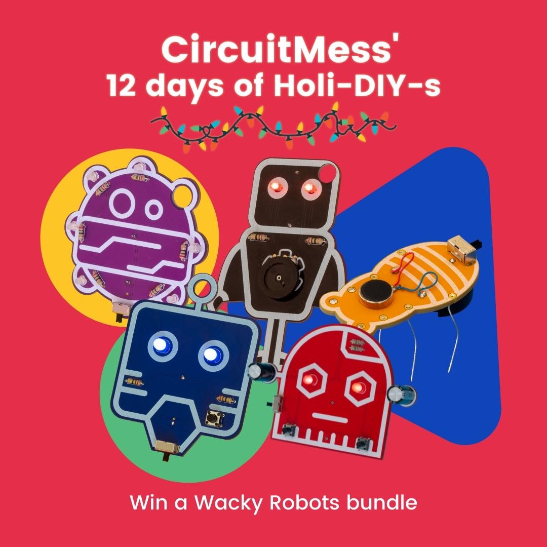 circuitmess's tweet photo. 🎁 12 days of Holi-DIY-s giveaway 🎄 Win a Wacky Robots bundle

To win, all you have to do is:
🔸Follow us at @circuitmess 
🔸Retweet this Tweet https://t.co/liILbg50UX