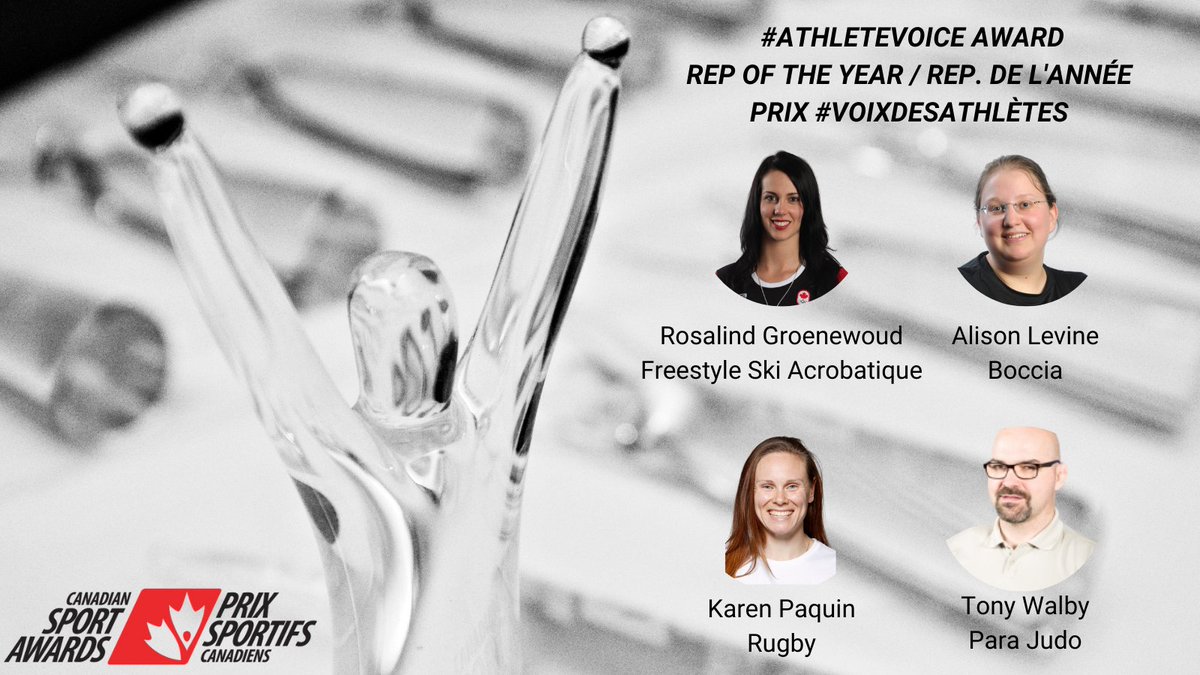 It's time to reveal the finalists for the #AthleteVoice Award for Rep of the Year!

Nominés : Prix #VoixDesAthlètes - Rep. de l’année

EN: bit.ly/3s3qohi / FR: bit.ly/3ERHy55

Watch Live: Wednesday, 2 pm ET / 11 am PT
En direct: Mercredi, 14h00 HE / 11h00 HP