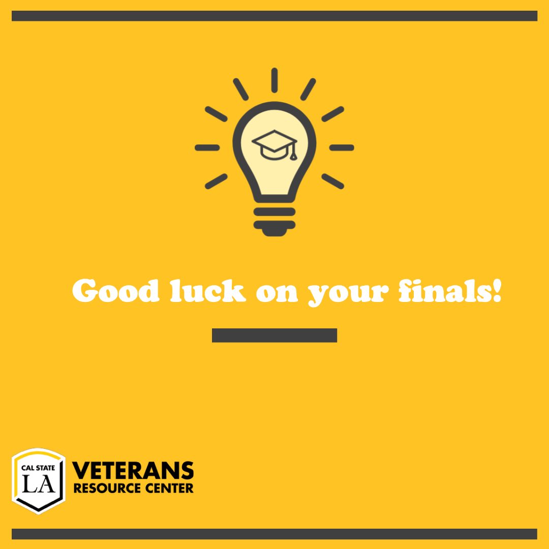 CalStateLAvets's tweet photo. Happy Monday students, we are entering the first day of finals week and the VRC wants to wish our students the best of luck! Starting December 13th to January 7th, we will be open from 8 a.m. - 5 p.m. Stop by for some studying or de-stressing. https://t.co/DL770xdZud
