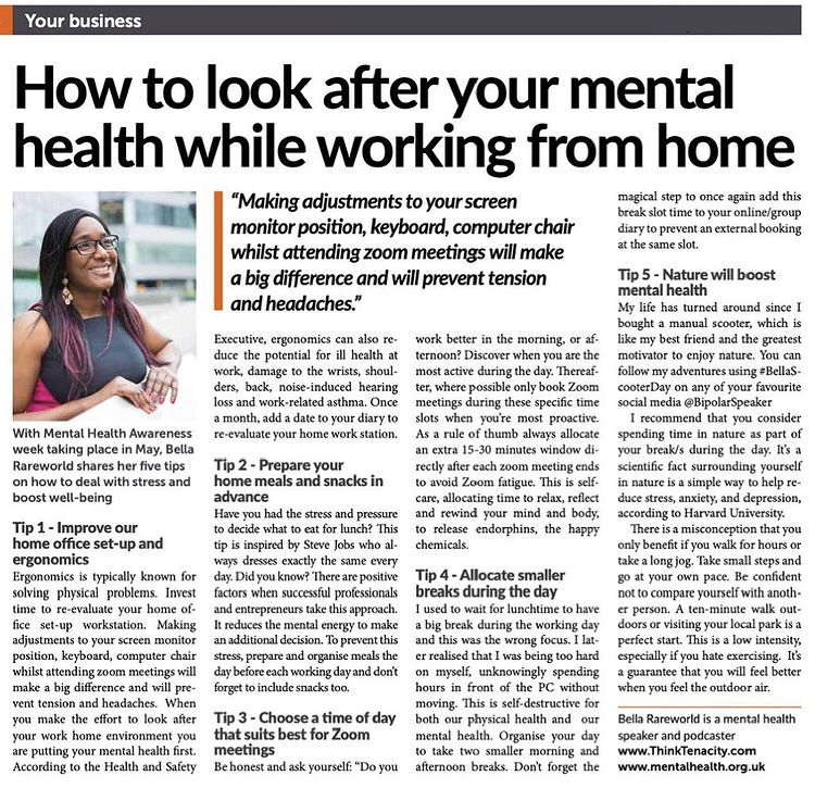 ThinkTenacity's tweet photo. Official UK government policy is #WAH to reduce the spread of #Omicron, but that can also impact your #mentalhealth. Founder Bella wrote about this in an article for London Chamber of Commerce earlier this year and with the new rules it's worth resharing those tips. https://t.co/cDSDzuDxbX