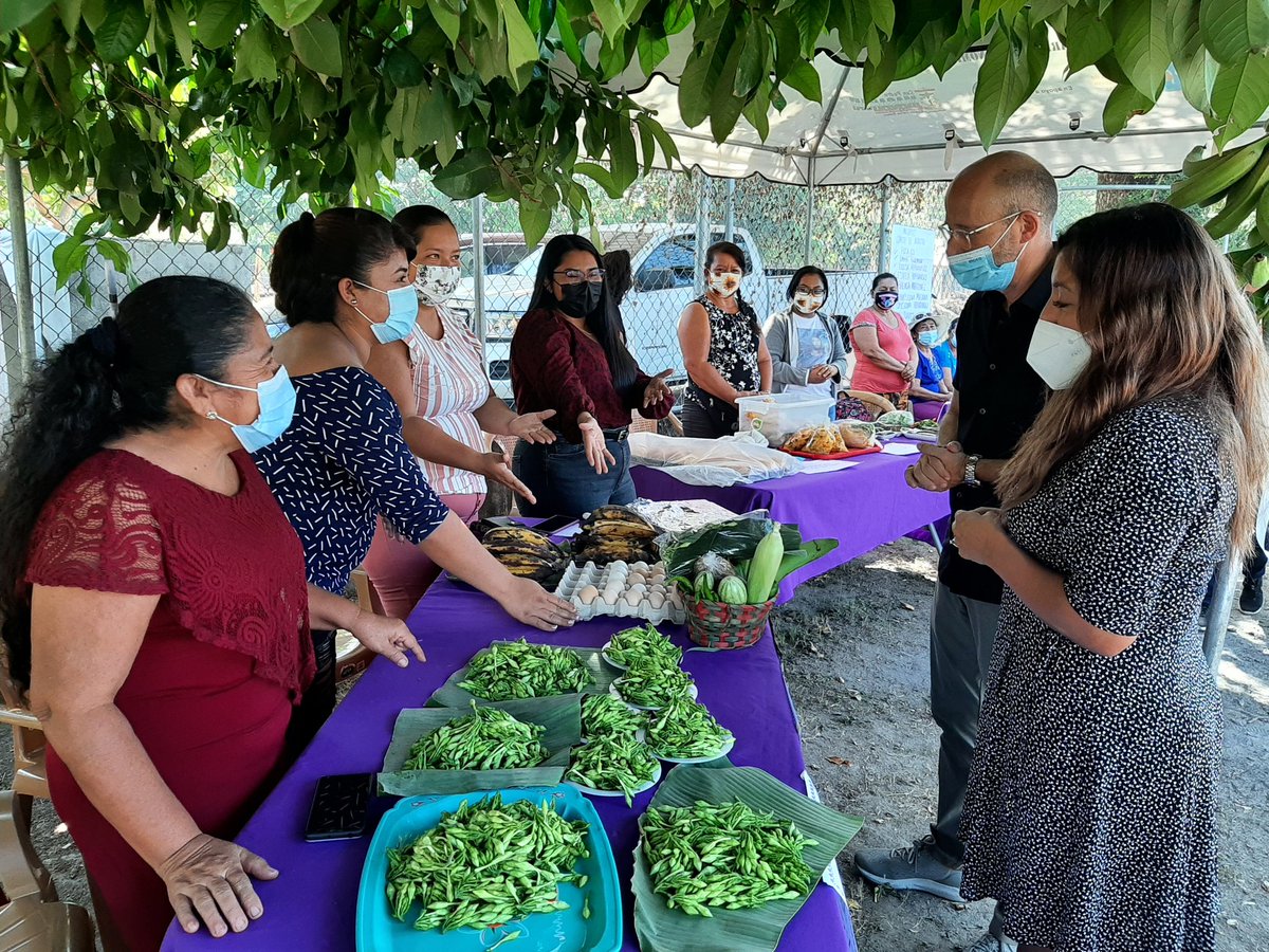 UEenElSalvador's tweet photo. El embajador @FrancoisRoudie 🇪🇺 conoce a productoras de un proyecto de la UE adaptado para reactivar la economía por medio del fondo semilla #SECOME para familias que poseen pequeños comercios o forman parte de la cadena de producción agropecuaria. #CooperaciónUE https://t.co/LoVpegbZvg