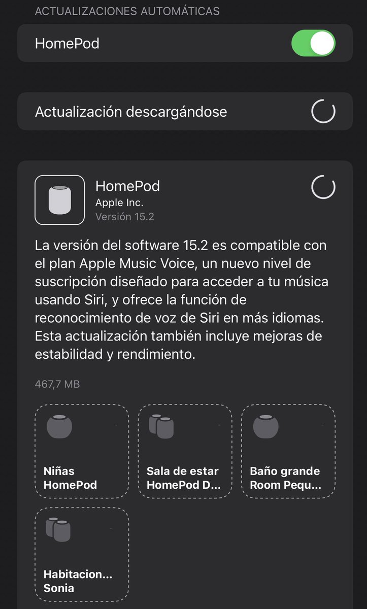 ApplelianosPod's tweet photo. Para los que tenemos el HomePod ¡ Por fin el reconocimiento de voz en español. #iOS15th https://t.co/sKNYBlsbAH