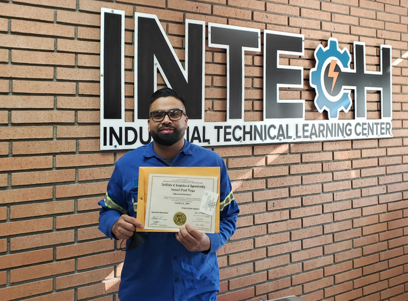 Through an accelerated apprenticeship program, Ismael Vega, Industrial Mechanic, California Steel Industries achieved journey-level status. 

Employers - Learn more about  InTech's State registered DAS apprenticeship training program.
intechcenter.org/employer-servi…
#apprenticeships