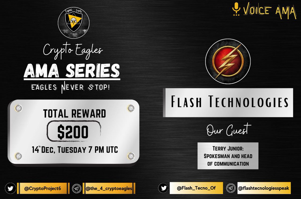 CryptoProject6's tweet photo. We are pleased to announce our next AMA on December 14th, 2021 at 7:00 PM UTC.

@CryptoProject6

 x 
@Flash_Techno_Of

Reward : $200 
Requirements:
Follow :-
@Flash_Techno_Of
 &amp; 
@CryptoProject6

Like, RT, Tag your 3 Friends. https://t.co/g5mQReNWvF