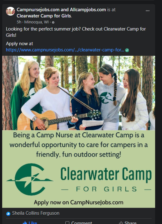 Clearwater_Camp's tweet photo. Thanks, https://t.co/JT2wB9ewbX 4 featuring @Clearwater_Camp
Great opportunity: Keep our wonderful campers & staff safe & healthy this summer on beautiful Tomahawk Lake in Minocqua, WI!
https://t.co/s0WzeJHfll
#CC4G #SummerCamp #Wisconsin https://t.co/Vy6Ch4nPsk