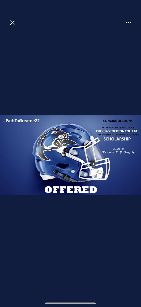 Blessed to receive an offer from Culver-Stockton College!! <a href="/CoachCutshaw/">Roy Cutshaw Jr</a> <a href="/CSCwildcatsFB/">Culver Football</a> <a href="/coachtgahr/">Tyler Gahr</a> @Hurricane_92