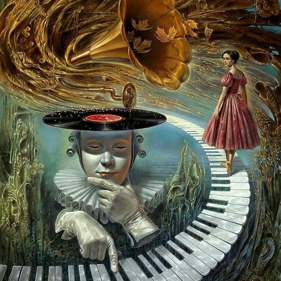 EncompassOpera's tweet image. &quot;When somebody plays music, you listen. You just follow those sounds, and eventually you understand the music. The point can&apos;t be explained in words...&quot; 

AlanWatts.org
Art by: Michael Cheval @mikecheval