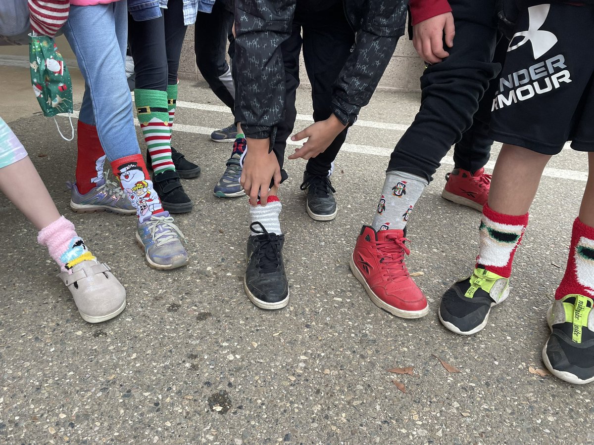 patterson_road's tweet photo. Patterson Panthers are showing their holiday spirit WITH THEIR FEET!! Holiday sock day is upon us! https://t.co/WaPOUr215f