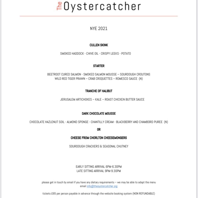 🔥NYE MENU 🔥 NOW AVAILABLE TO BOOK ONLINE 🔥SEE THE YEAR OUT IN STYLE 🔥 🦐 🦀 🍣 🧀 🍾