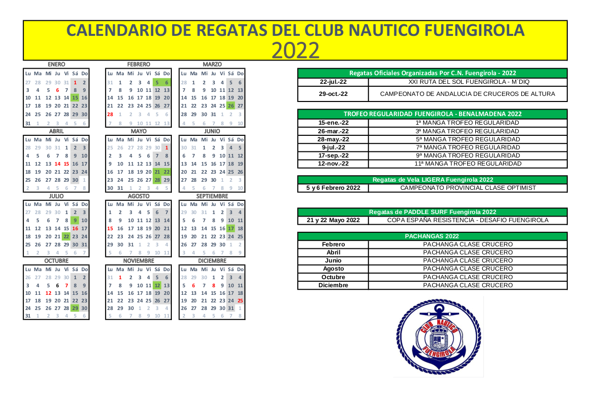 Calendario de Regatas para el próximo año 2022 en el Club Náutico Fuengirola #Regatas #Vela #deportenáutico  #2022 #AñoNuevo clubnauticofuengirola.es/2021/12/13/cal…