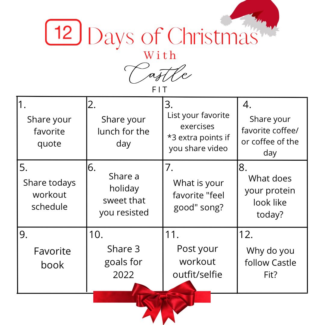 CastleFit_'s tweet photo. 12 Days of Christmas with Castle Fit 🎁 
Going on IG @CastleFit_ Participate by posting daily and tagging us 👏 
Special gift for the person with the most points 👀 https://t.co/DAzBqged0L
