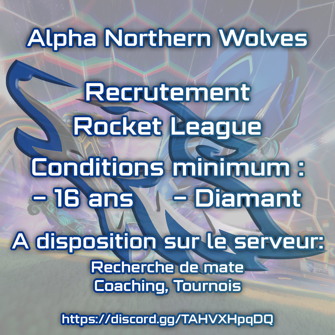 anw_esport's tweet photo. Les recrutements pour les équipes Rocket League sont ouverts!
Nous recherchons également :
- Un manager
- Des coachs
- Des responsables réseaux
Si vous avez au moins 16 ans et minimum diamant, je vous invite à rejoindre le discord: https://t.co/NHk3bbKJZd. (Ou passez en mp). https://t.co/Zu4fyuCIqy